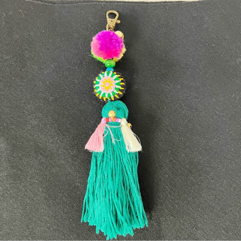 Boho Tassel Bag Charm & Keychain | Colorful Accessory - Picture 2 of 4
